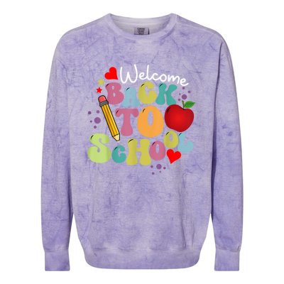 Welcome Back To School Happy First Day Of School Teachers Colorblast Crewneck Sweatshirt