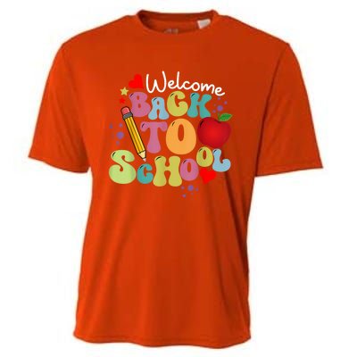 Welcome Back To School Happy First Day Of School Teachers Cooling Performance Crew T-Shirt