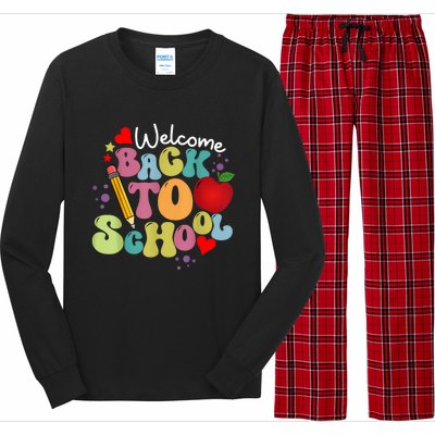 Welcome Back To School Happy First Day Of School Teachers Long Sleeve Pajama Set