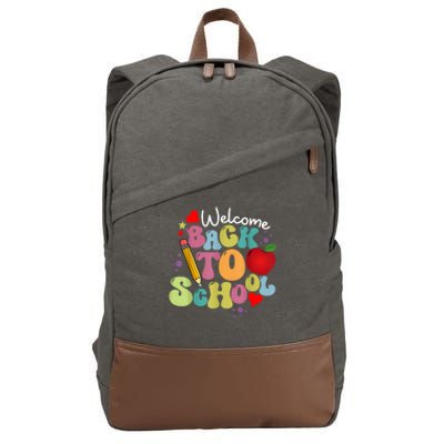 Welcome Back To School Happy First Day Of School Teachers Cotton Canvas Backpack