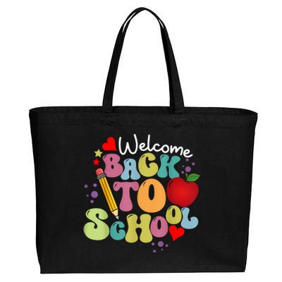 Welcome Back To School Happy First Day Of School Teachers Cotton Canvas Jumbo Tote