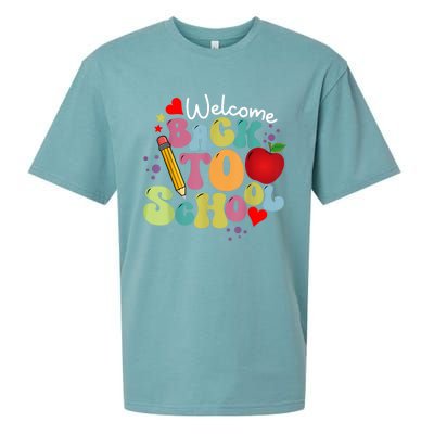 Welcome Back To School Happy First Day Of School Teachers Sueded Cloud Jersey T-Shirt