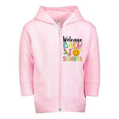 Welcome Back To School First Day Of School Teachers Toddler Zip Fleece Hoodie