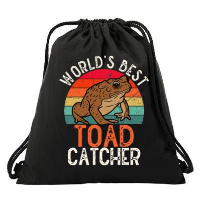 Worlds Best Toad Catcher Funny Amphibian Toad Drawstring Bag