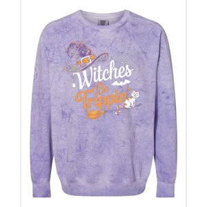 Witches Be Trippin Funny Halloween Costume Funny Salem Witch Costume Colorblast Crewneck Sweatshirt