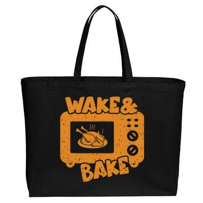 Wake Bake Turkey Feast Meal Dinner Chef Funny Thanksgiving Cotton Canvas Jumbo Tote