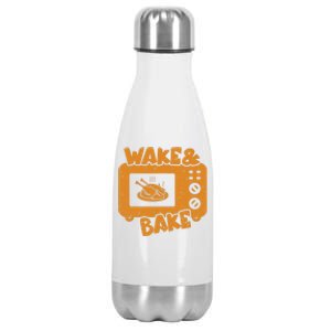 Wake Bake Turkey Feast Meal Dinner Chef Funny Thanksgiving Stainless Steel Insulated Water Bottle