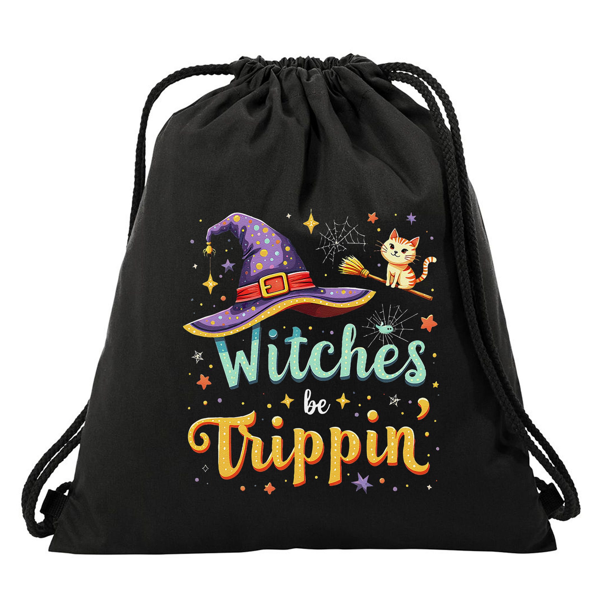 Witches Be Trippin Funny Witch Halloween Drawstring Bag