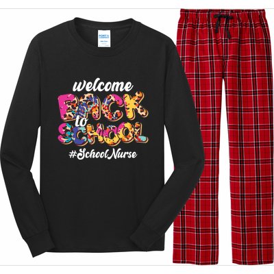 Welcome Back To School Nurse 1st Day Of School Nurse Leopard Funny Gift Long Sleeve Pajama Set