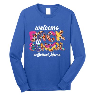 Welcome Back To School Nurse 1st Day Of School Nurse Leopard Funny Gift Long Sleeve Shirt