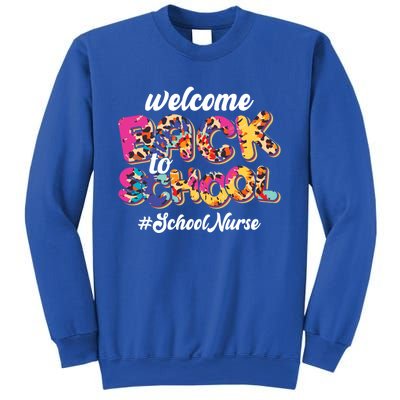 Welcome Back To School Nurse 1st Day Of School Nurse Leopard Funny Gift Sweatshirt