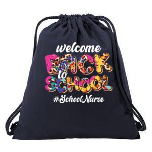 Welcome Back To School Nurse 1st Day Of School Nurse Leopard Funny Gift Drawstring Bag