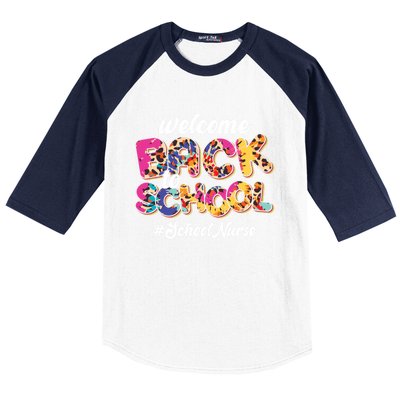 Welcome Back To School Nurse 1st Day Of School Nurse Leopard Funny Gift Baseball Sleeve Shirt