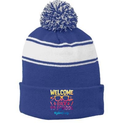 Welcome Back To School Nurse 1st Day Of School Nurse Tie Dye Great Gift Stripe Pom Pom Beanie