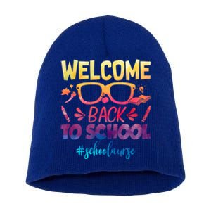 Welcome Back To School Nurse 1st Day Of School Nurse Tie Dye Great Gift Short Acrylic Beanie