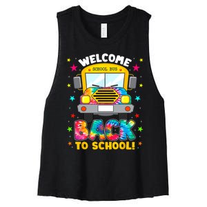 Welcome Back To School Funny Outfit School Bus Driver Women's Racerback Cropped Tank