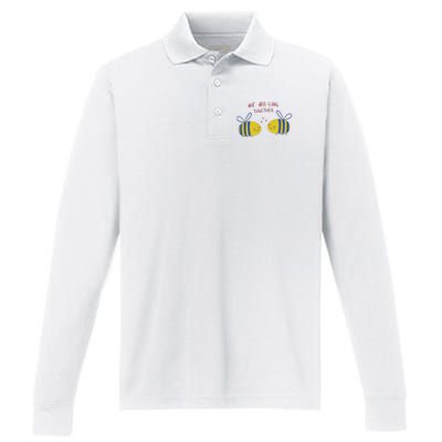 We Belong Together Cute Bee Performance Long Sleeve Polo