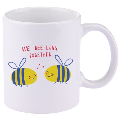 We Belong Together Cute Bee 11oz C Handle Ceramic Mug