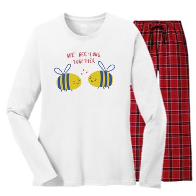 We Belong Together Cute Bee Women's Long Sleeve Flannel Pajama Set 