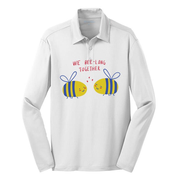 We Belong Together Cute Bee Silk Touch Performance Long Sleeve Polo