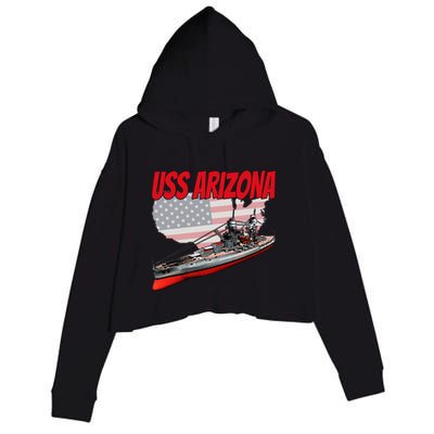 Ww2 Battleship Uss Arizona Bb 39 World War 2 Ship Model Crop Fleece Hoodie