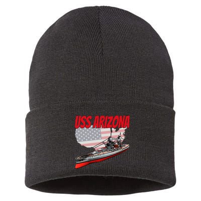 Ww2 Battleship Uss Arizona Bb 39 World War 2 Ship Model Sustainable Knit Beanie