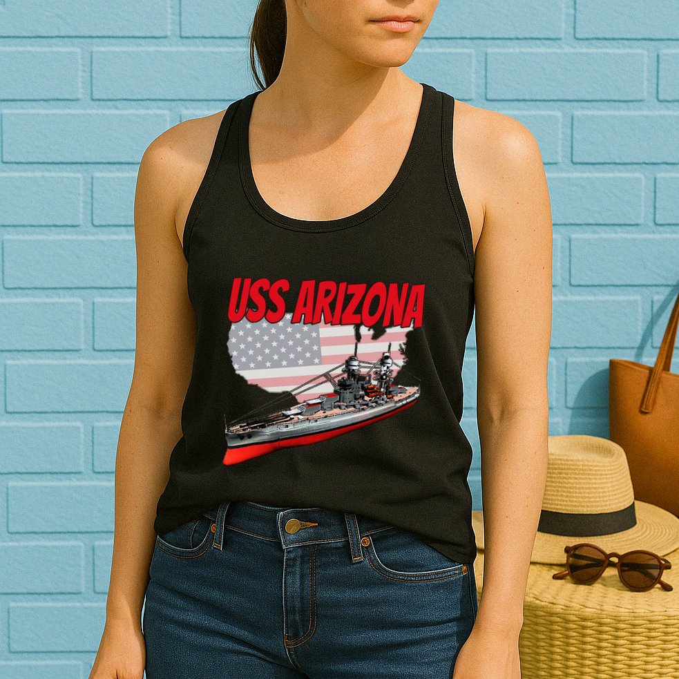 Ww2 Battleship Uss Arizona Bb 39 World War 2 Ship Model Womens Tank Top