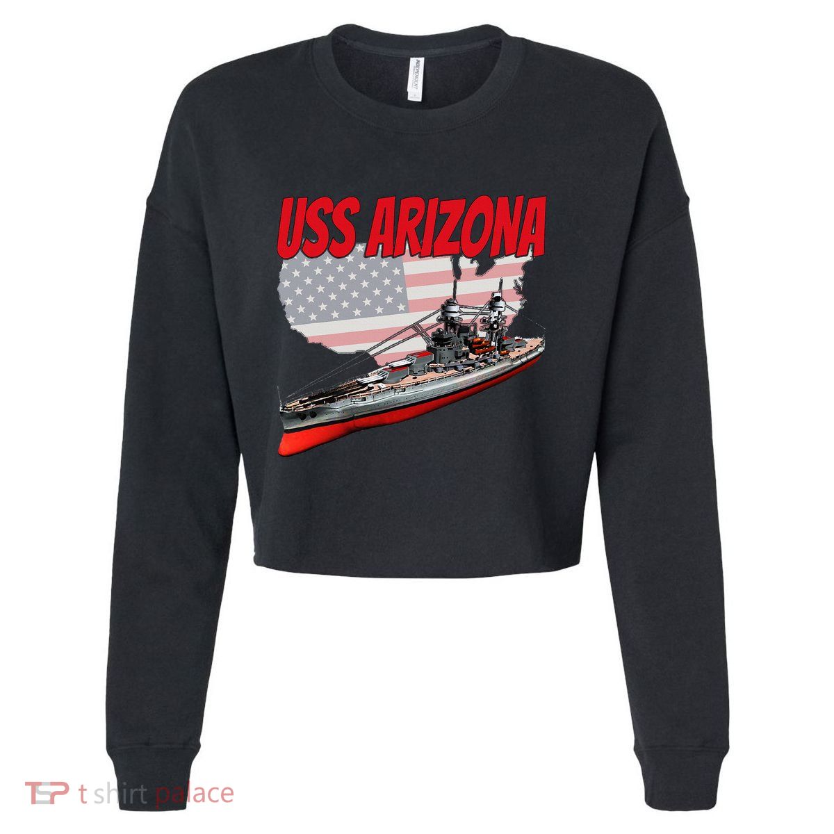 Ww2 Battleship Uss Arizona Bb 39 World War 2 Ship Model Cropped Pullover Crew