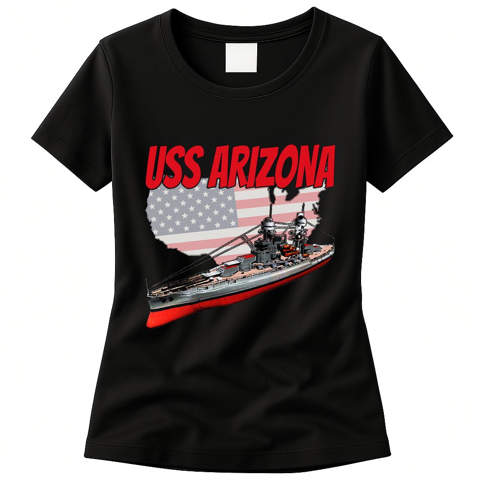 Ww2 Battleship Uss Arizona Bb 39 World War 2 Ship Model Womens T-Shirt