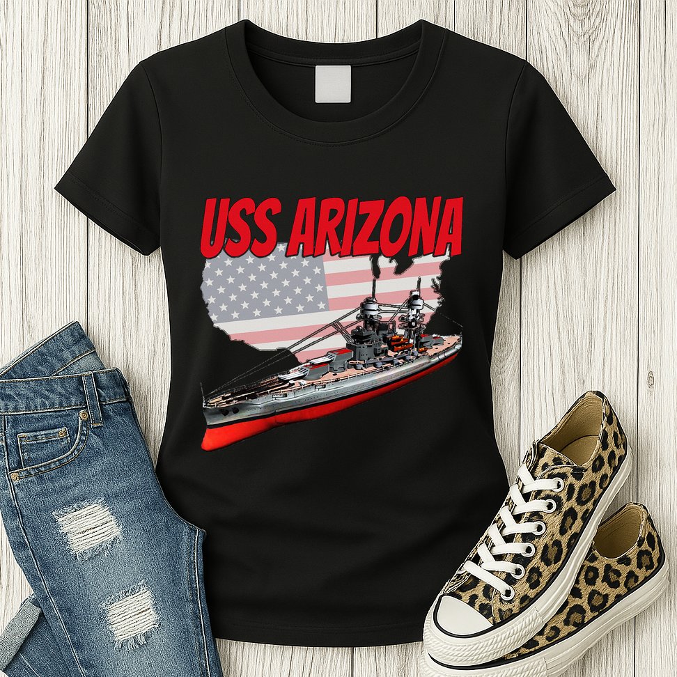 Ww2 Battleship Uss Arizona Bb 39 World War 2 Ship Model Womens T-Shirt