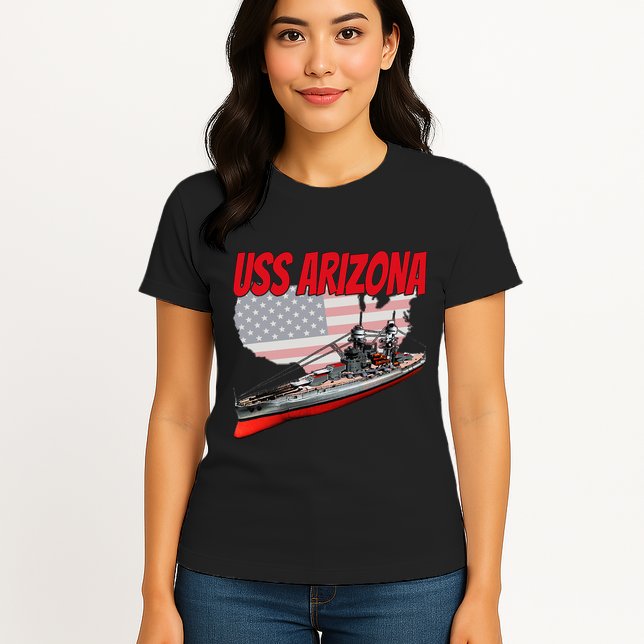 Ww2 Battleship Uss Arizona Bb 39 World War 2 Ship Model Womens T-Shirt