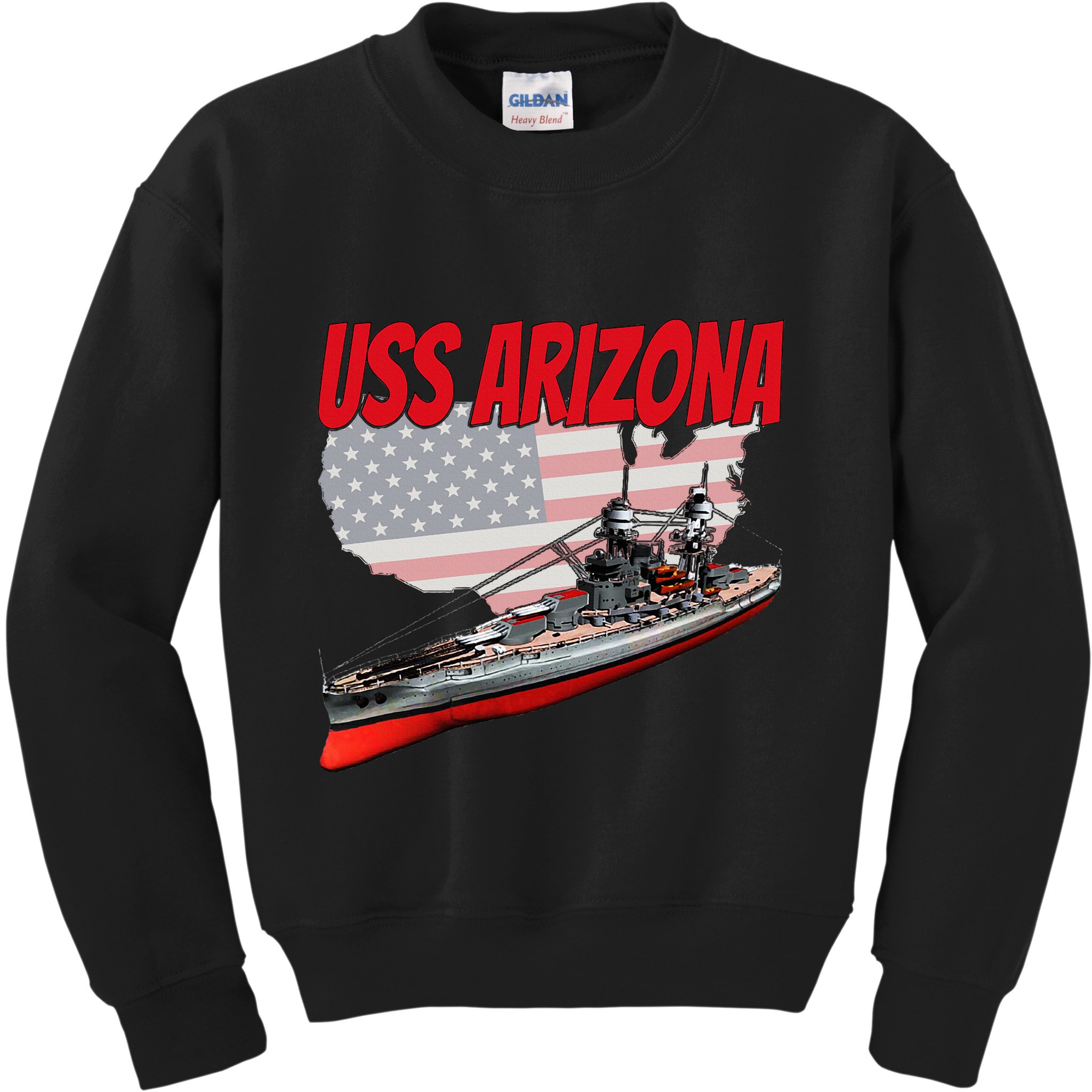Ww2 Battleship Uss Arizona Bb 39 World War 2 Ship Model Kids Sweatshirt