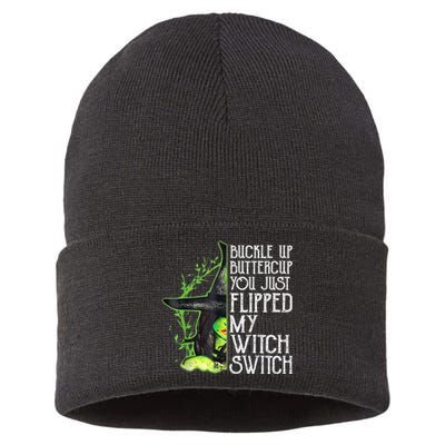 Witch Buckle Up Buttercup You Just Flipped My Witch Switch Sustainable Knit Beanie