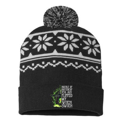 Witch Buckle Up Buttercup You Just Flipped My Witch Switch USA-Made Snowflake Beanie