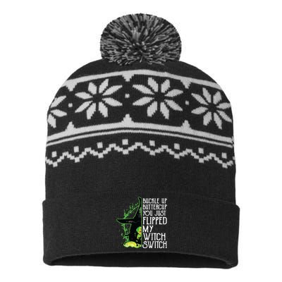 Witch Buckle Up Buttercup You Just Flipped My Witch Switch USA-Made Snowflake Beanie