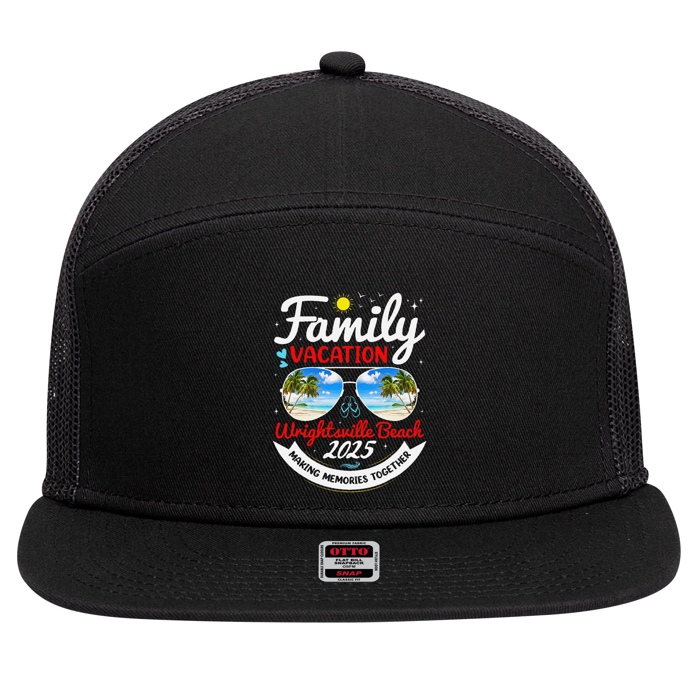 Wrightsville Beach Vacation 2025 Family Matching Beach Group 7 Panel Mesh Trucker Snapback Hat