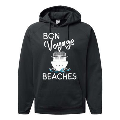 Wo's Bon Voyage Beaches Cruise Ship Graphic For Cruisers Performance Fleece Hoodie