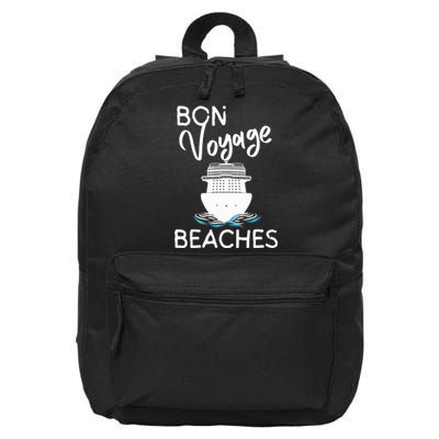 Wo's Bon Voyage Beaches Cruise Ship Graphic For Cruisers 16 in Basic Backpack