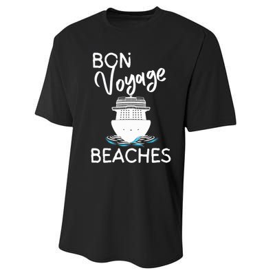 Wo's Bon Voyage Beaches Cruise Ship Graphic For Cruisers Performance Sprint T-Shirt