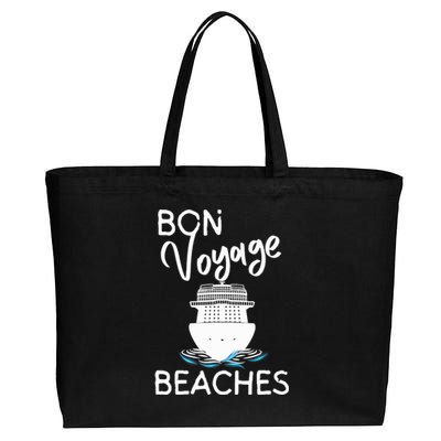 Wo's Bon Voyage Beaches Cruise Ship Graphic For Cruisers Cotton Canvas Jumbo Tote