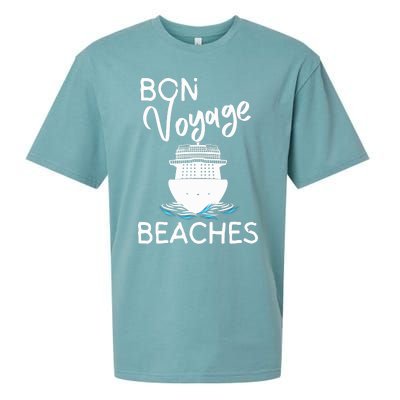 Wo's Bon Voyage Beaches Cruise Ship Graphic For Cruisers Sueded Cloud Jersey T-Shirt