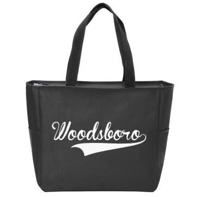 WOODSBORO Baseball Vintage Retro Font Zip Tote Bag