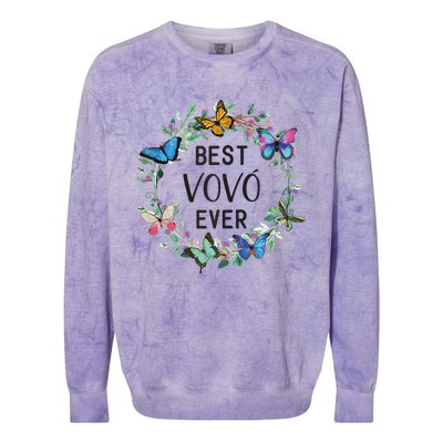 Wo Best Vovo Ever Butterfly Floral Personalized Name Colorblast Crewneck Sweatshirt