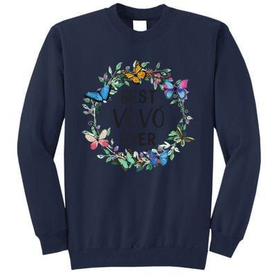 Wo Best Vovo Ever Butterfly Floral Personalized Name Tall Sweatshirt