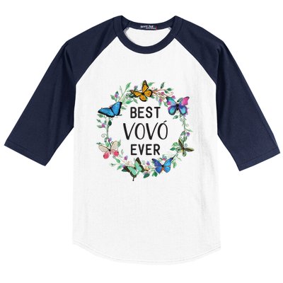 Wo Best Vovo Ever Butterfly Floral Personalized Name Baseball Sleeve Shirt