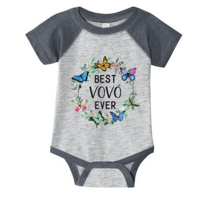 Wo Best Vovo Ever Butterfly Floral Personalized Name Infant Baby Jersey Bodysuit