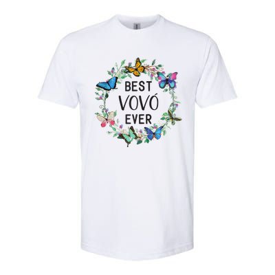 Wo Best Vovo Ever Butterfly Floral Personalized Name Softstyle CVC T-Shirt