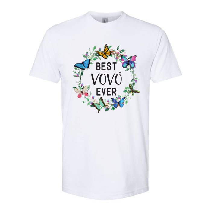 Wo Best Vovo Ever Butterfly Floral Personalized Name Softstyle CVC T-Shirt