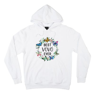 Wo Best Vovo Ever Butterfly Floral Personalized Name Hoodie