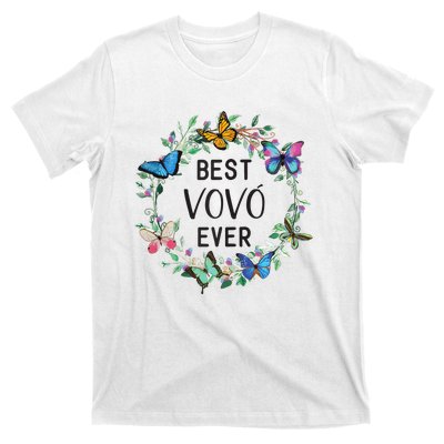 Wo Best Vovo Ever Butterfly Floral Personalized Name T-Shirt